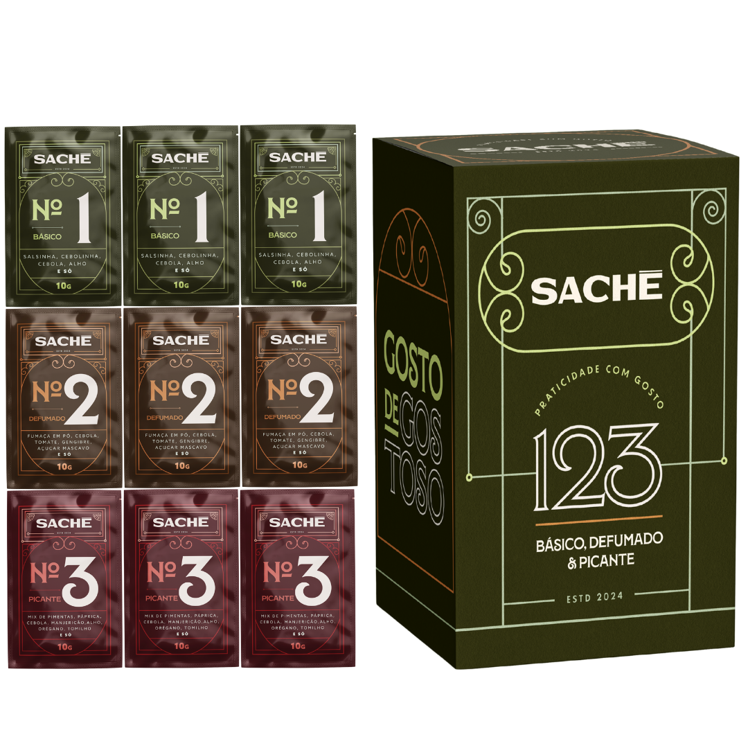 Caja 9 Sachês básico ahumado y picante
