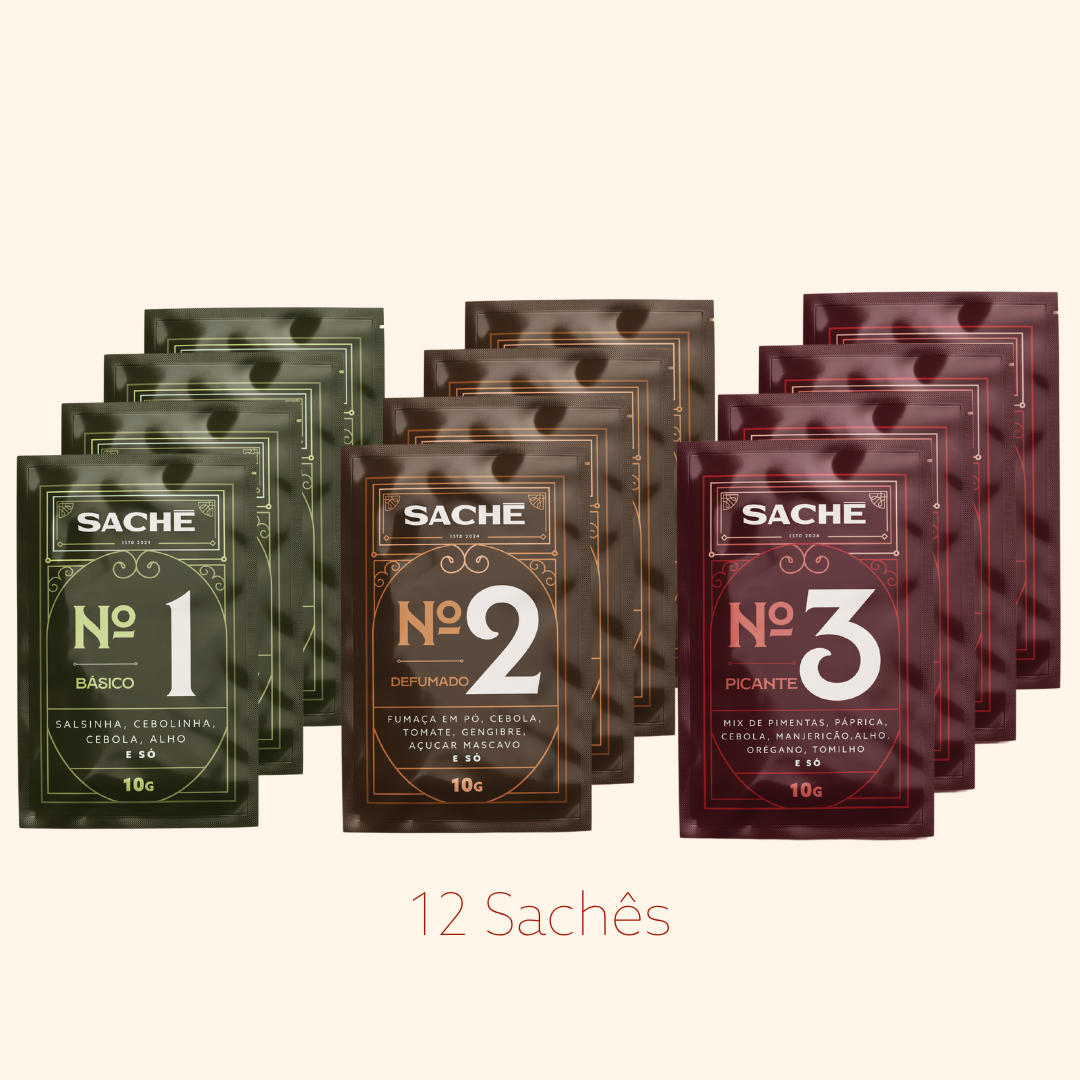Lata Decorativa | 12 Sachês de Condimento Natural Básico, Ahumado y Picante