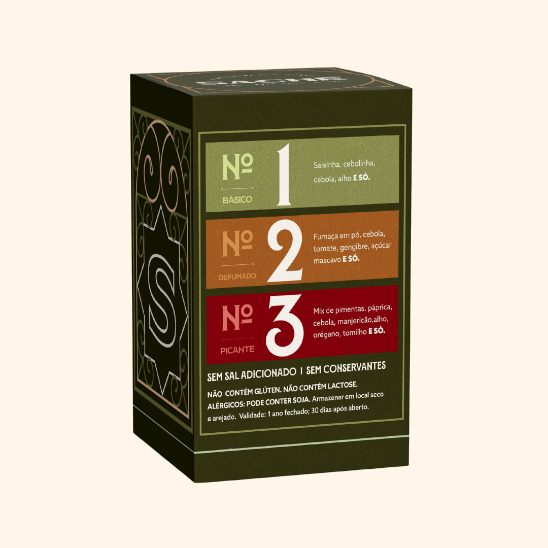 Caixa 9 Sachês | Tempero natural básico, defumado e picante